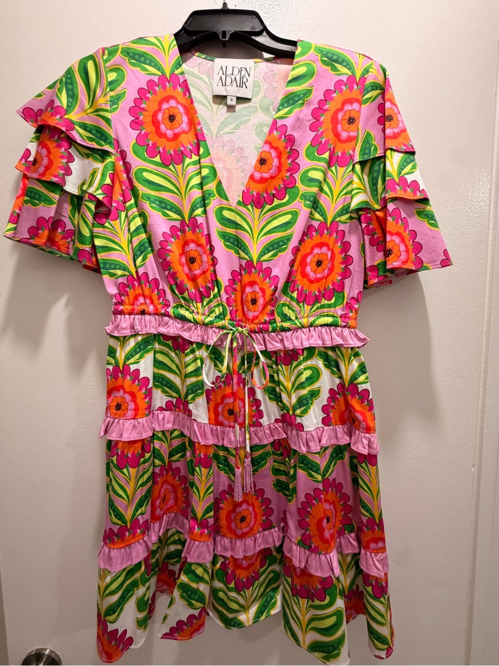 Pink Floral Ruffle Dress